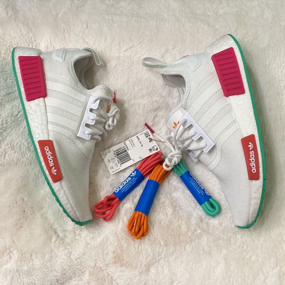 NWOB Womens adidas NMD R1 Athletic Shoe - White / Pink
